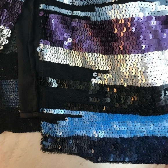 NWT Parker Sequin Striped Strapless Ruffle Cocktail Formal Dress - Picture 7 of 8